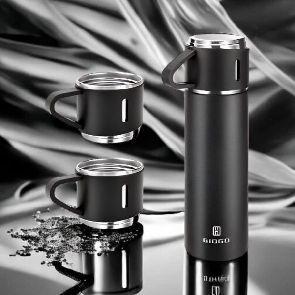 Termo Multifunción con Dos Tazas – Comodidad para Compartir