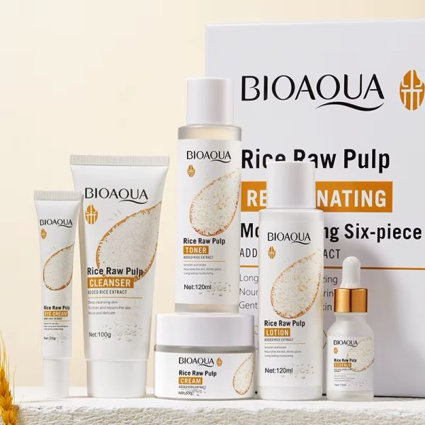 🌾✨ Set Facial BIOAQUA Rice Raw Pulp – Piel Más Luminosa, Hidratada y Radiante ✨🌾