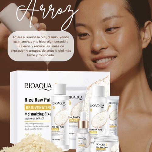 🌾✨ Set Facial BIOAQUA Rice Raw Pulp – Piel Más Luminosa, Hidratada y Radiante ✨🌾
